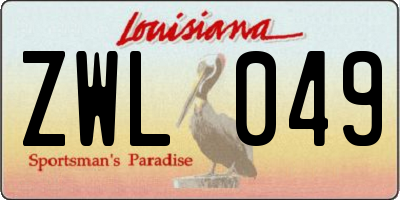 LA license plate ZWL049