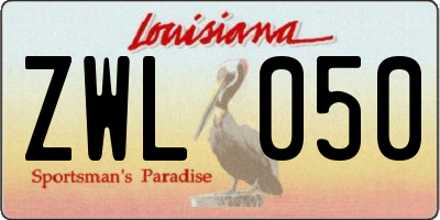 LA license plate ZWL050