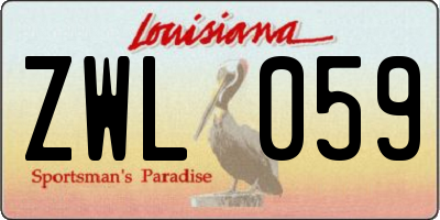 LA license plate ZWL059