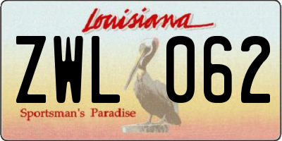 LA license plate ZWL062