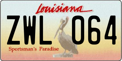LA license plate ZWL064