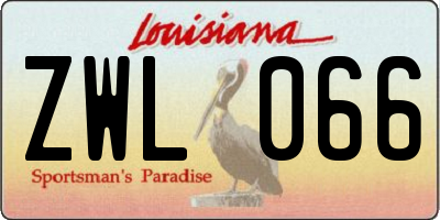 LA license plate ZWL066