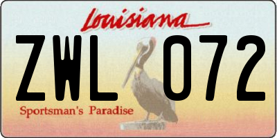 LA license plate ZWL072