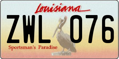 LA license plate ZWL076