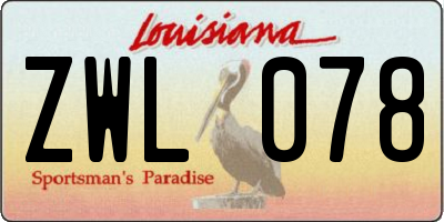 LA license plate ZWL078