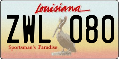 LA license plate ZWL080