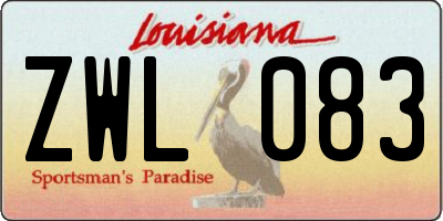 LA license plate ZWL083