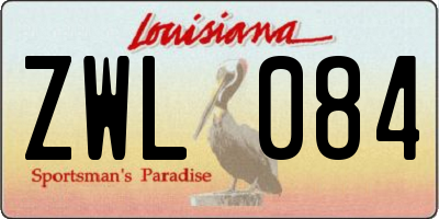 LA license plate ZWL084