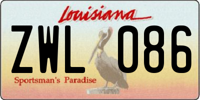 LA license plate ZWL086