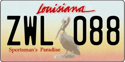 LA license plate ZWL088