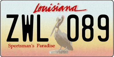 LA license plate ZWL089