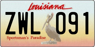 LA license plate ZWL091