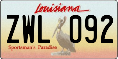 LA license plate ZWL092