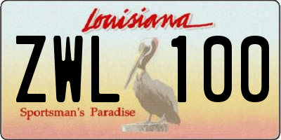 LA license plate ZWL100