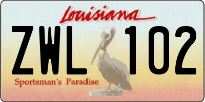 LA license plate ZWL102