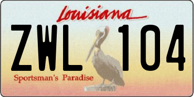 LA license plate ZWL104