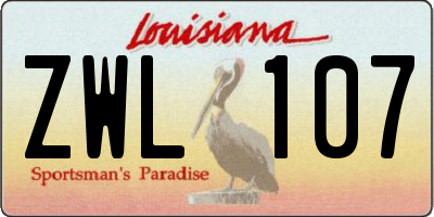 LA license plate ZWL107