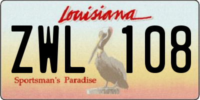 LA license plate ZWL108