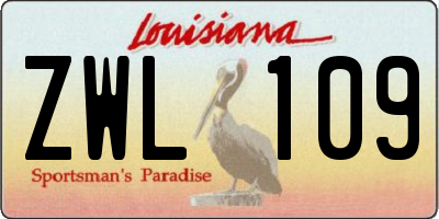 LA license plate ZWL109