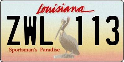 LA license plate ZWL113