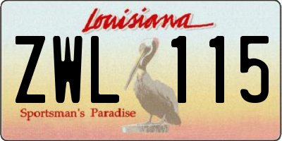 LA license plate ZWL115