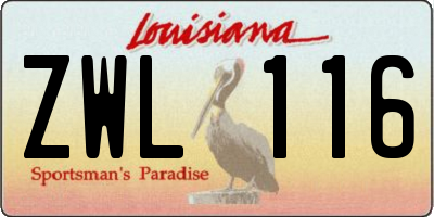 LA license plate ZWL116