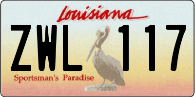 LA license plate ZWL117