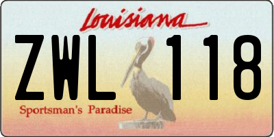 LA license plate ZWL118