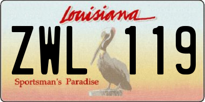 LA license plate ZWL119