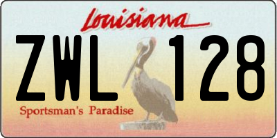 LA license plate ZWL128