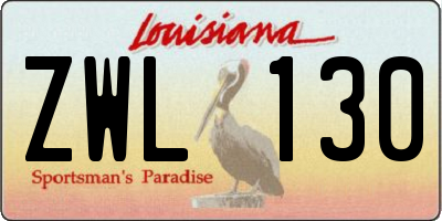 LA license plate ZWL130