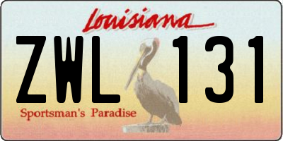 LA license plate ZWL131