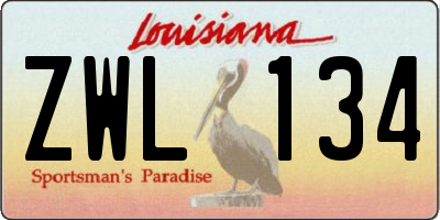 LA license plate ZWL134