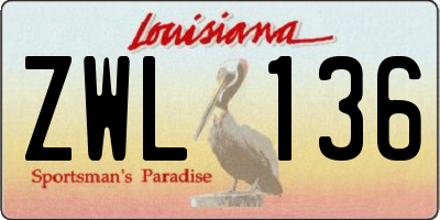 LA license plate ZWL136