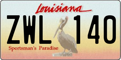 LA license plate ZWL140