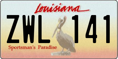 LA license plate ZWL141