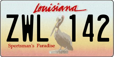 LA license plate ZWL142