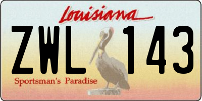 LA license plate ZWL143