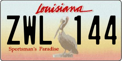 LA license plate ZWL144