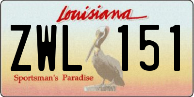 LA license plate ZWL151