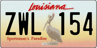 LA license plate ZWL154