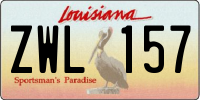 LA license plate ZWL157