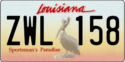 LA license plate ZWL158