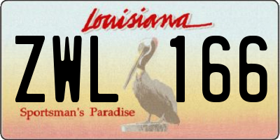 LA license plate ZWL166