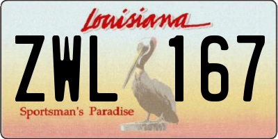 LA license plate ZWL167