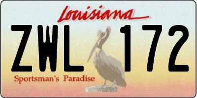 LA license plate ZWL172