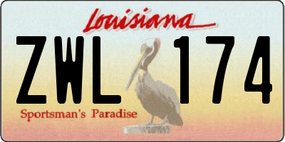 LA license plate ZWL174