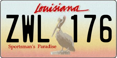 LA license plate ZWL176