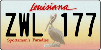 LA license plate ZWL177