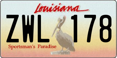 LA license plate ZWL178